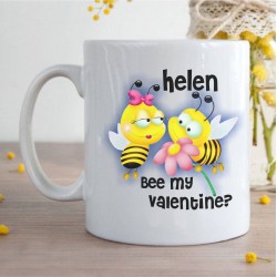 Personalised Valentines Coffee Mug - Bumble Bee Design